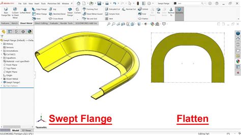 swept flange solidworks sheet metal